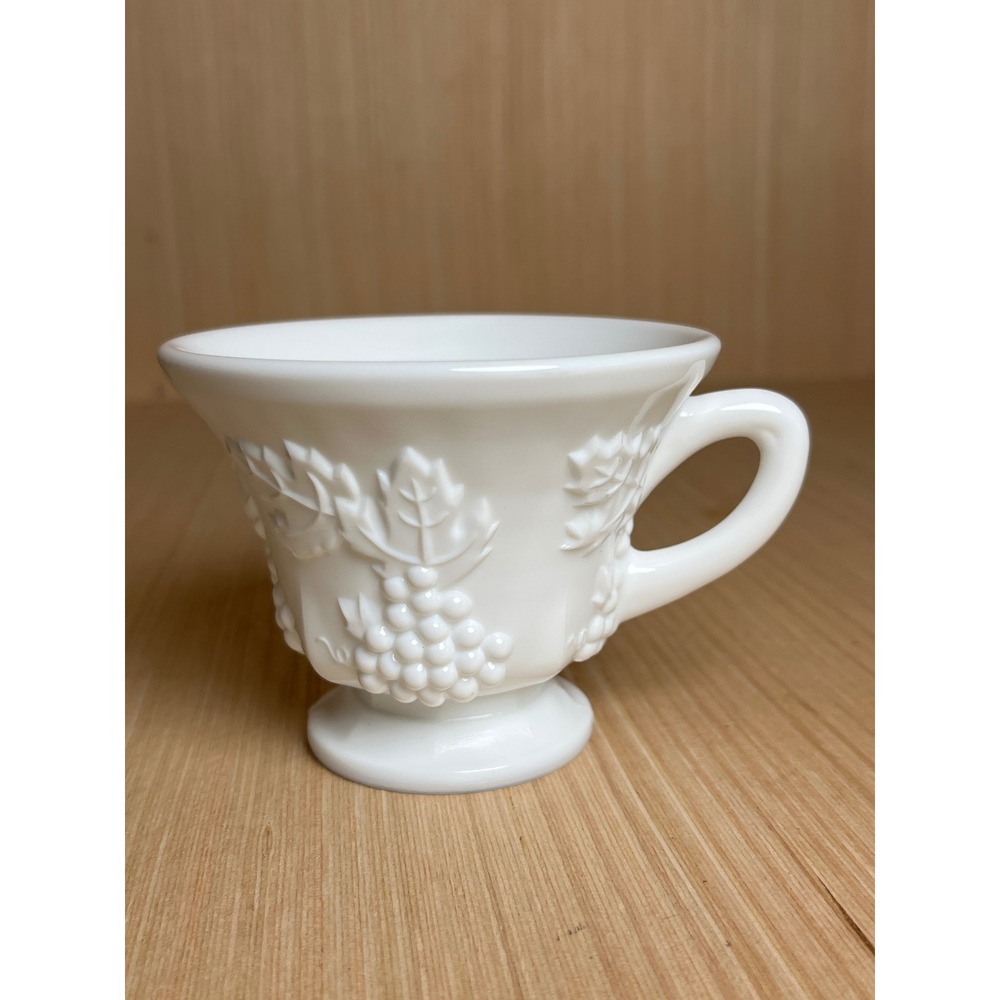 Westmoreland Milk Glass Paneled Grape Footed Tea Cup Replacement White Vintage